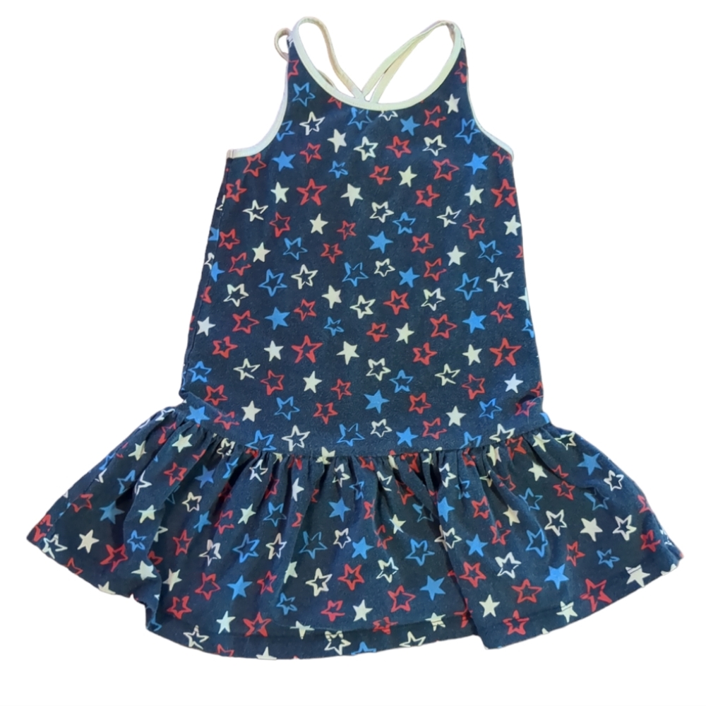 LANDS END Red White and Blue Cross Cross Spaghetti Strap Summer Dress